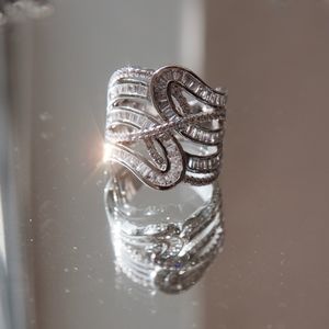 18kt Gold Dipped Pave Baguette Swarovski Ring